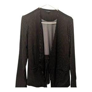 Lemon Tart Pointe Blazer Black White Grid Large Split Back Panel Stretch Fall